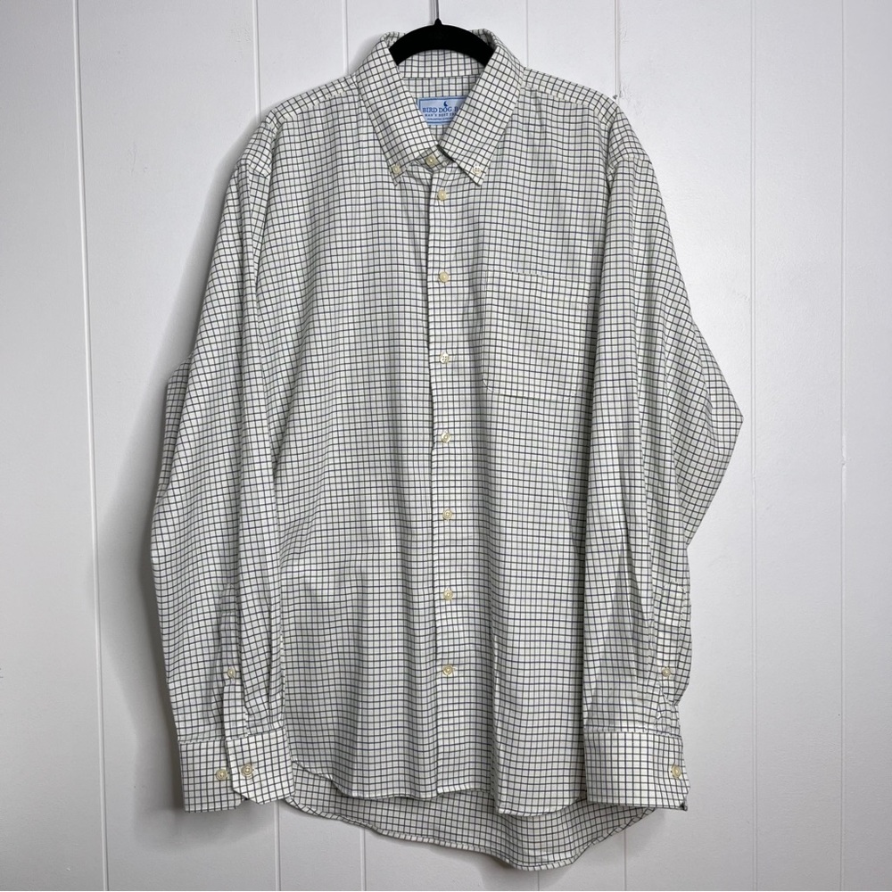 Bird Dog Bay Checkered Long Sleeve Button Up Shirt White/Green/Blue Men's XL